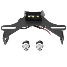 Support de plaque d'immatriculation Uni pour motos, support de plaque d'immatriculation réglable avec éclairage LED et suppression de garde-boue,