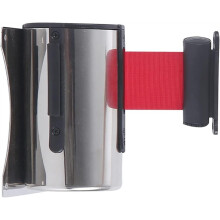 Wallmounted retractable queue barrier, stainless steel queue rope barrier, crowd control ribbon, for hotel restaurant, 5m.