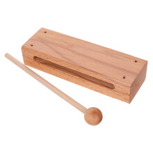 Wooden percussion block with mallet for music education and rhythm development