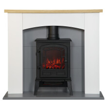 Adam Huxley in Pure White & Grey with Ripon Electric Stove in Black, 39 Inch
