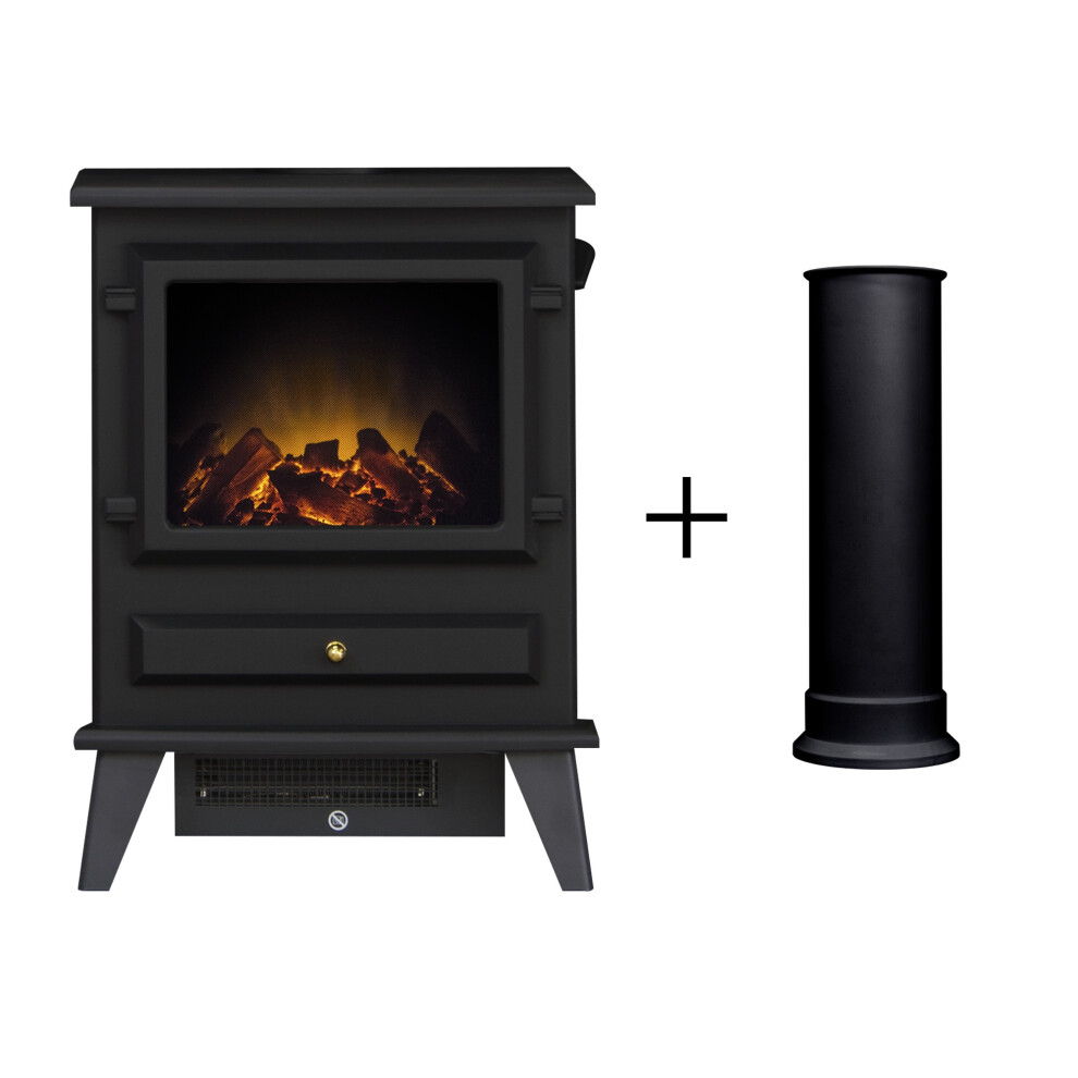 Adam Hudson Electric Stove Black + Straight Stove Pipe