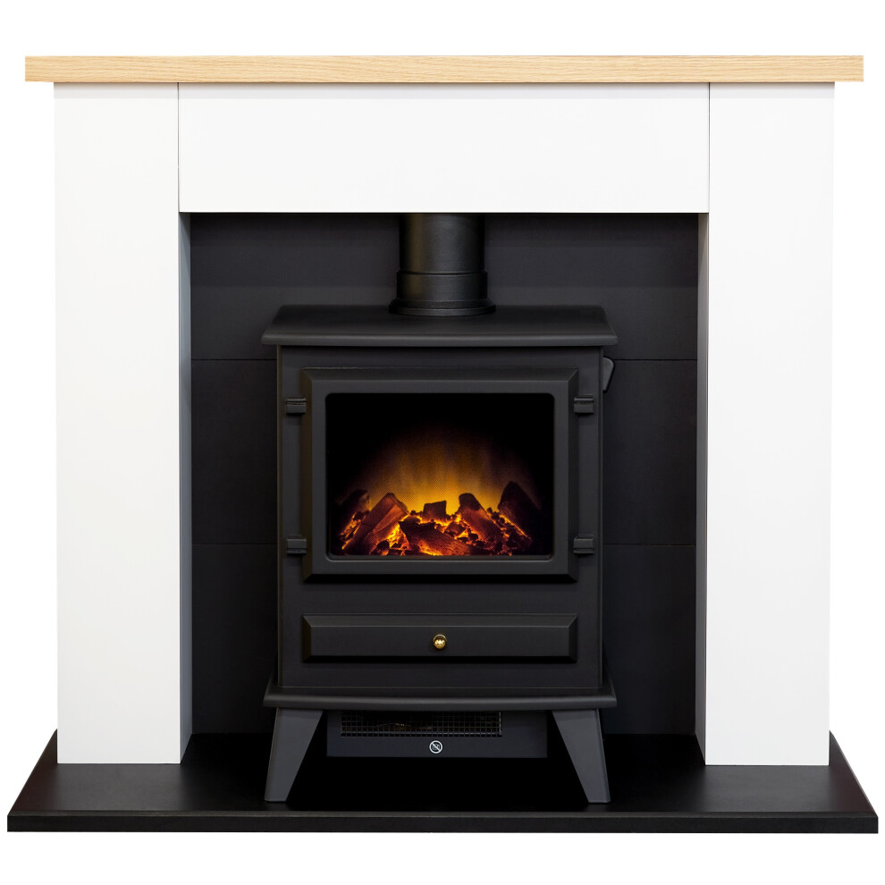 B&Q -  Chester Fireplace In Pure White With Hudson Electric Stove In Black39 Inch - Image 6