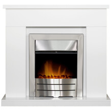 Adam Lomond Fireplace Pure White + Colorado Electric Fire Brushed Steel, 39"