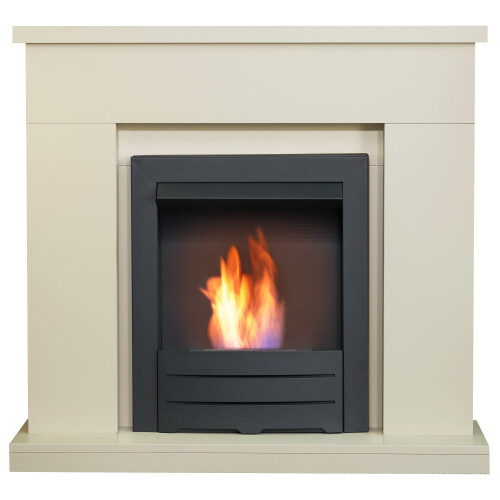 Adam Adam Lomond Fireplace Stone Effect + Colorado Bio Ethanol Fire Black, 39"