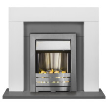 Adam Dakota Fireplace in Pure White & Grey with Helios Electric Fire in Brushed Steel, 39 Inch - Refurbished