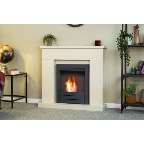 Adam Adam Lomond Fireplace Stone Effect + Colorado Bio Ethanol Fire Black, 39" 2