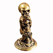Messing-Totenkopf-Skulptur mit Halloween-Thema,-Messing