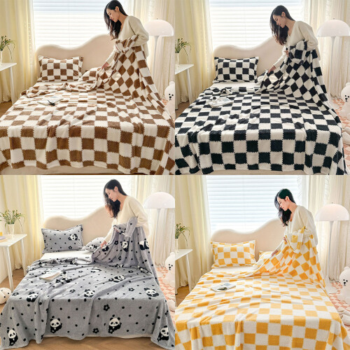 Zachte warme fleece plaid geruite ontwerpen polyester-L3 2