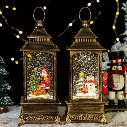 Christmas Snow Globe Music Box LED Light Auto Snowflake-elder 1