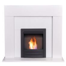 Adam Miami Fireplace in Pure White with Colorado Bio Ethanol Fire in Black, 48 Inch