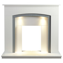 Adam Tuscany Fireplace in Pure White & Grey - Refurbished
