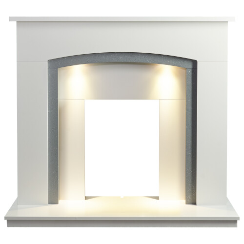 Adam Adam Tuscany Fireplace in Pure White & Grey