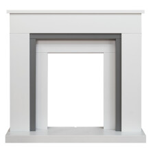 Adam Milan Fireplace in Pure White & Grey, 39 Inch
