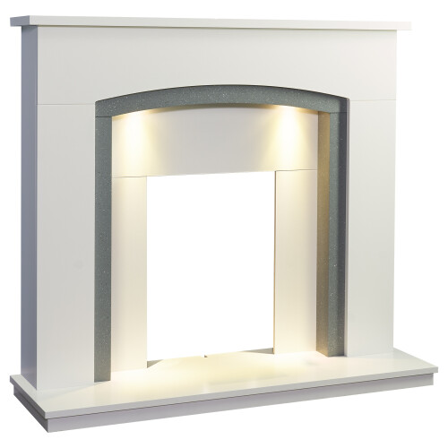 Adam Adam Tuscany Fireplace in Pure White & Grey 1