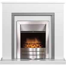 Adam Milan Fireplace in Pure White & Grey with Colorado Electric Fire