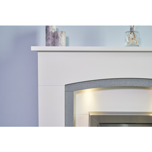 Adam Adam Tuscany Fireplace in Pure White & Grey 2