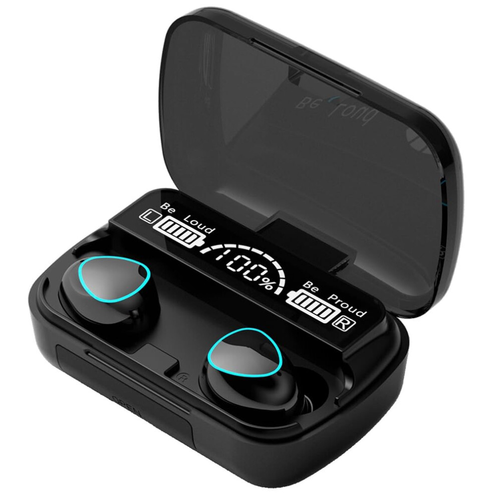 Wireless Bluetooth V5.1 Mini Stereo Headset With Microphone And Led Display, Handsfree Earphones, Black 9199774106122