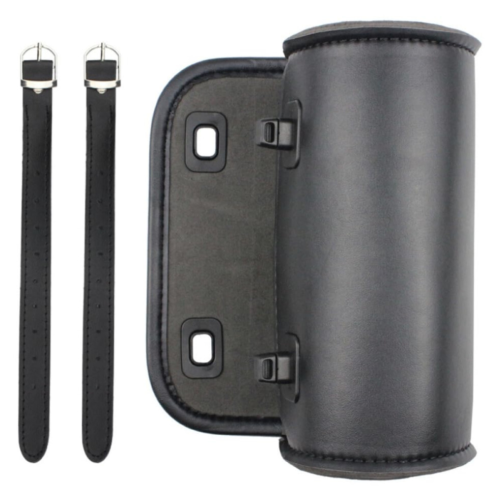 Motorcycle Fork Bag Leather Handlebar Tool Pouch Sissy Bar Roll Storage Bag Saddle Bag With Two Straps 9189345962349