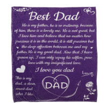 Thoughtful Gift For Dad, Exquisite Patterns Purple Flannel Blanket, Personalized Custom Blanket Luxurious Feel Elegant Style Throw Blanket for Indoor