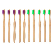 Bamboo Toothbrush for Family Use, Effective Plaque Removal Natural Bamboo Ergonomic Handle for Travel (10 Piece)