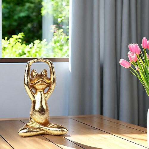 Sculpture de grenouilles méditantes élégantes, résines-UN 1