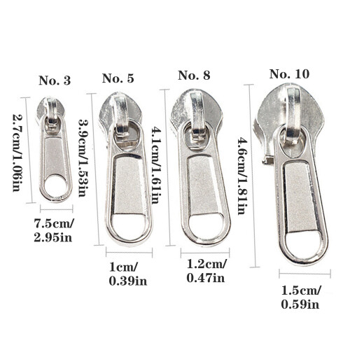 100Pcs Metal Zippers Pull Replacement Quick-silver  8 2