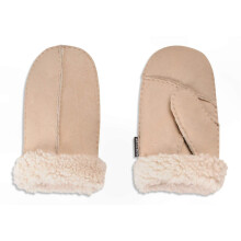 Gants d'hiver pour enfants (grande taille, environ 6-8 ans) - Beige - Moufles en peau de mouton avec