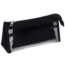 Black Pencil Case, Transparent, Large Capacity, Washable PVC Plastic Film, Metal Zip, for Teenagers Adults, black