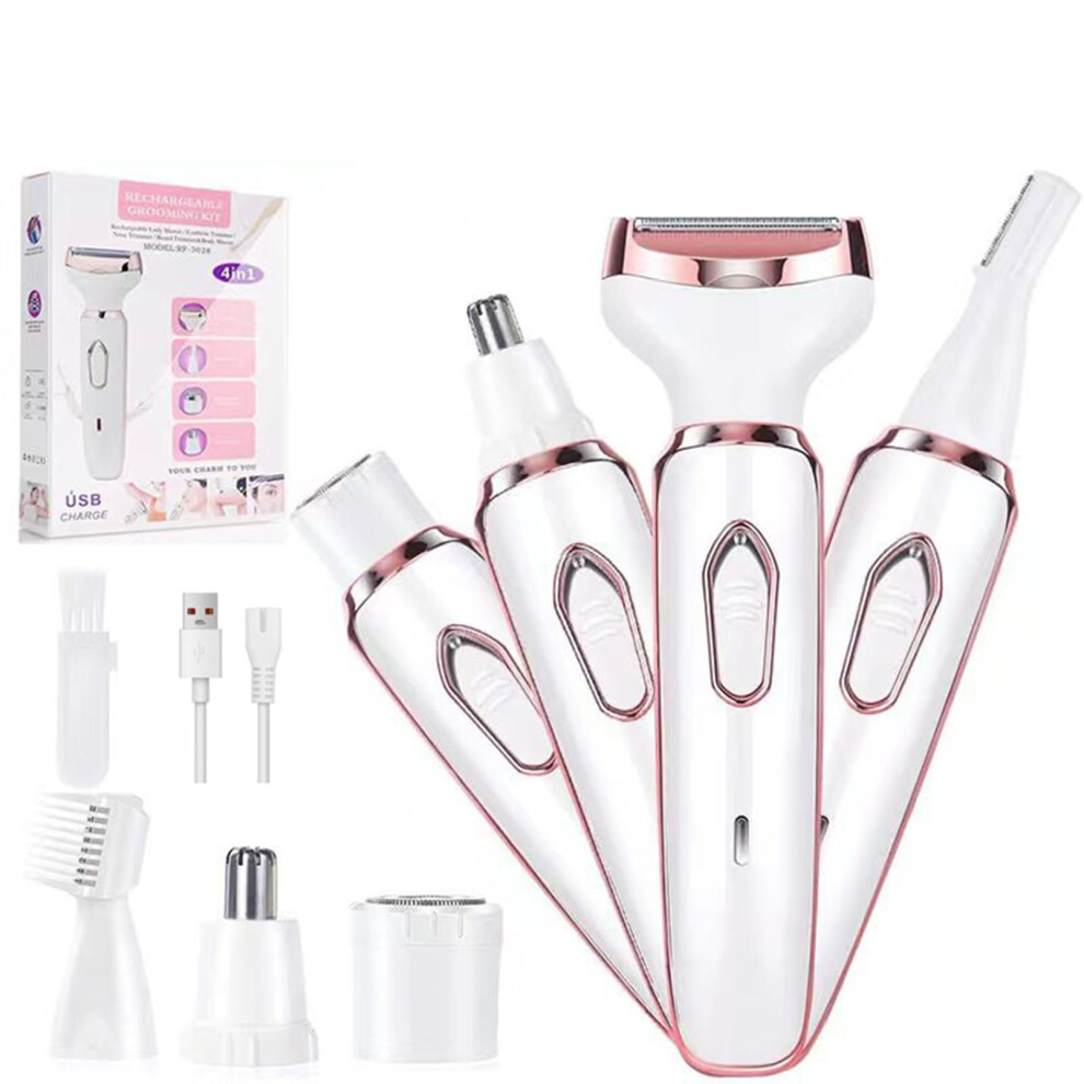 Wireless 4in1 Electric Lady Shaver for Women, Face Epilator, Wet and Dry Hair Remover