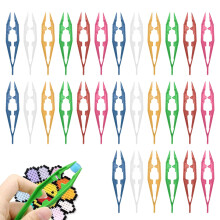 Plastic Tweezers Set, 30 Pieces for DIY Craft Beads and Puzzles (6 Colors)