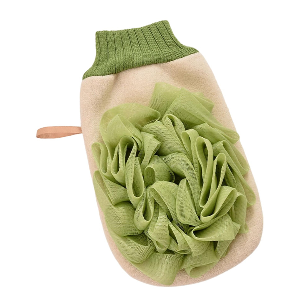 Green 2In1 Shower Glove Doublesided Exfoliating Scrub
