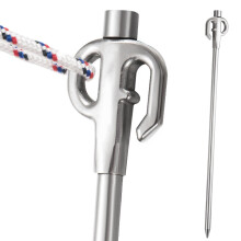Dog Stake 44.6 cm Stainless Steel, Metallic, Functional, Silver, Dog Anchor, Mooring Stake for Small Dogs, Tent Peg, Maximum Weight 66 lbs