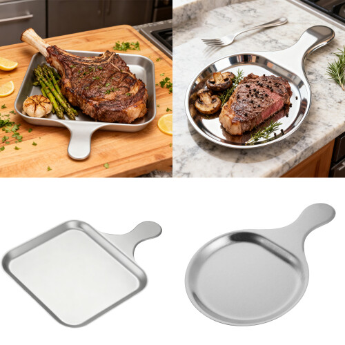 Stainless Square Round Dinner Plate Safe Edges-M Round Color 2