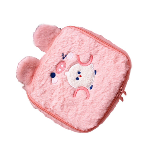 Weiche Plüsch-Kosmetiktasche mit großem Fassungsvermögen,-Rosa
