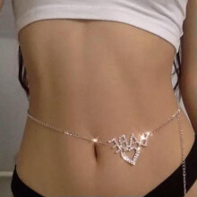 Women's Waist Chain Casual Beach Love Body Chain  Silver