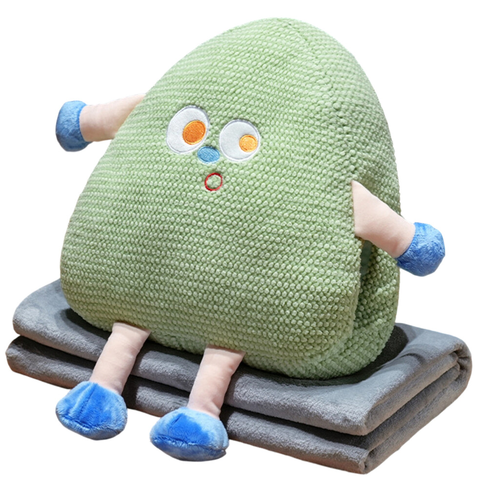 Soft Plush Pillow Cushion With Blanket and Hand Warmer-Green