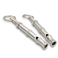 Professional Dog Whistles 2Pack Adjustable Pitch Brass Construction Silver Color For Dog Training