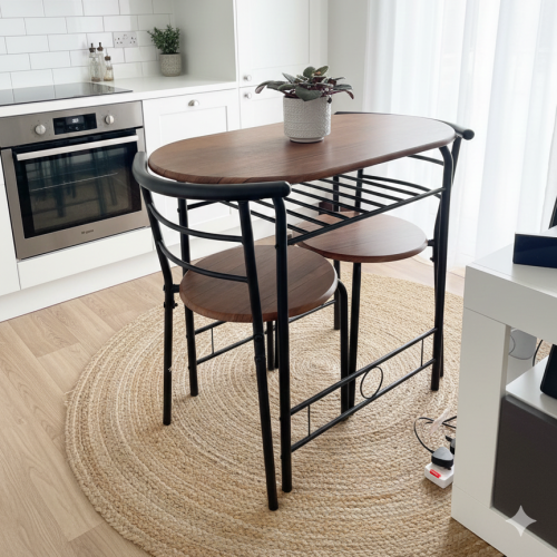 Small Table And 2 Chairs Breakfast Kitchen Room Compact Modern Furniture Set