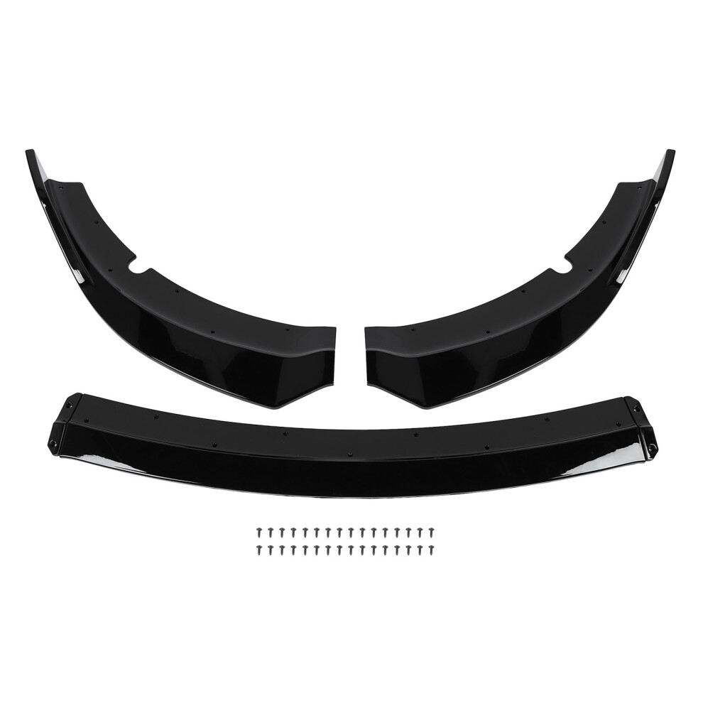 Bumper Protector Front Bumper Lip Aerodynamic Performance Universal Fitment Gloss Front Air Dam Chin Spoiler Scratch Resistant Surface (3Pcs) Black 9190834238777