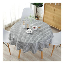 Round Tablecloth 150cm Gray Washable Table Cover For Indoor Holiday Christmas Party Dining Room