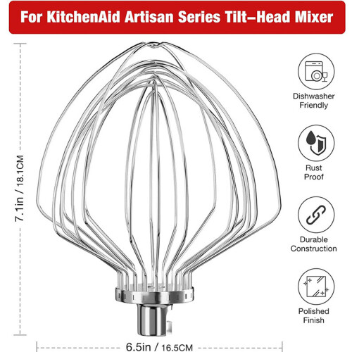 Εξάρτημα Χτυπήματος για το Σταθερό Μίξερ KitchenAid, Μανιτάρι από Ανοξείδωτο Ατσάλι 1