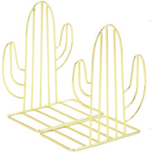Modern Decorative Cactus Bookends, Sturdy Durable Construction With Rounded Corners For Safe Usage In Home Office Or School, Desktop Organizer