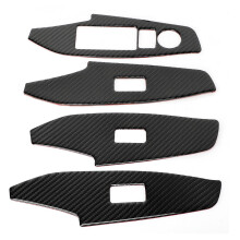 Autocollant décoratif intérieur en fibre de carbone pour panneau de commande de porte et de fenêtre de voiture, amélioration tendance, compatible
