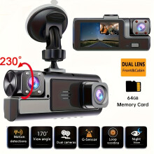 (64G Memory Card) 1080P-Dashcam vorne und 720P hinten, inklusive Speicherkarte |Duales Kamerasystem, einfache Steuerung