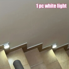(White Light) 6-LED-Bewegungsmelder-Treppenwandleuchte, batteriebetriebenes kabelloses Nachtlicht für Unterschrank, Flur, Treppe,