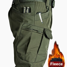 (Army Green, 40-42) Taktische Winter-Cargohose für Herren – dick mit Fleece gefüttert, winddicht, Design mit mehreren Taschen,