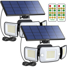 (wired-2 Pack-White Light) Intelamp Solar-Sicherheitsflutlichter für den Außenbereich, Bewegungsmelder mit Fernbedienung, wasserdichtes Solarlicht