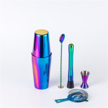 (5pcs) Ensemble de shaker en acier inoxydable coloré galvanisé, outils de mélange de cocktails, shaker Boston coloré, Bar à