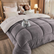(180*220m/3.5kg, 01) Steppdecke für den Winter, Lammsamt, King-Size-Bett, dicke winterwarme Lammsamtdecke, Winterbettdecke, superweiche,