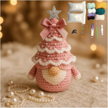 (Pink) Kit de gnomo de árbol de Navidad para manualidades, para principiantes, kits de manualidades navideñas con hilo, gancho